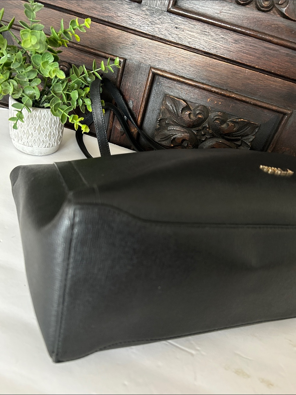 Furla Black Leather Tote with Subtle Logo - Picture 8 of 15